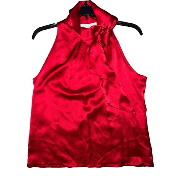 Van Tisse Vintage Red Tie-Neck 100% Silk Halter Luxury Top, Medium USA - Picture 4 of 8